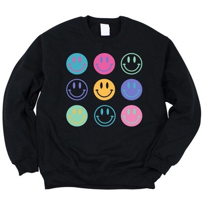 Simply Sage Market Women's Graphic Sweatshirt Stacked Smiley Faces