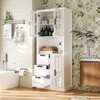 Famapy Bathroom Storage Cabinet with Glass Doors & Drawers,Tall Bathroom Cabinet,for Towel & Toiletries Storage - 3 of 4