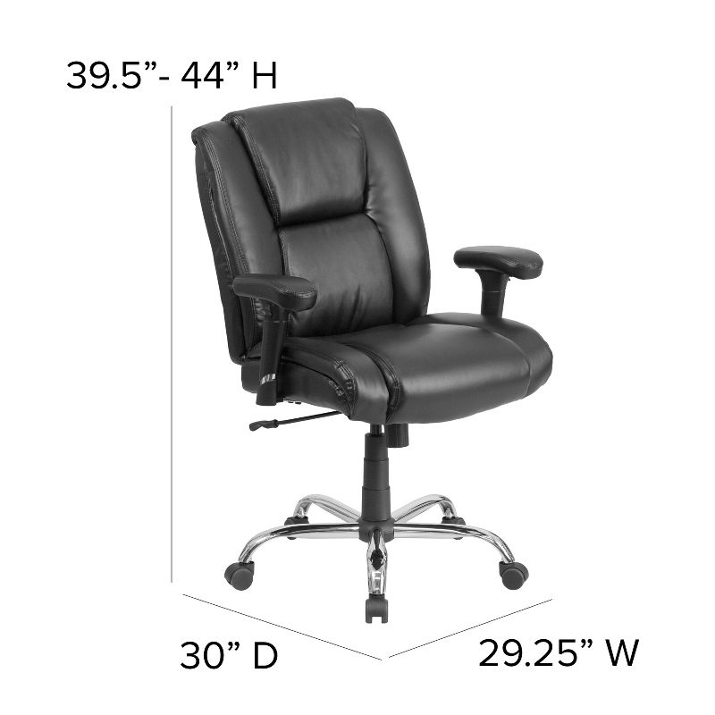 Flash Furniture HERCULES Series Big & Tall 400 lb. Rated Black LeatherSoft Ergonomic Task Office Chair with Chrome Base and Adjustable Arms, 5 of 14