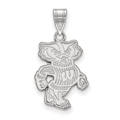 Black Bow Jewelry 14k White Gold Wisconsin Badgers NCAA Large Pendant