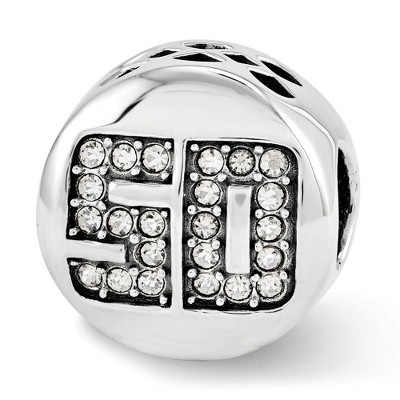 Black Bow Jewelry Sterling Silver with White Crystals Fantastic 50 Bead Charm