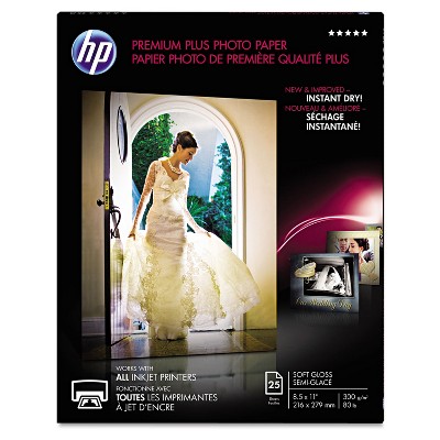 Hp Premium Plus Photo Paper 80 lbs. Soft-Gloss 8-1/2 x 11 25 Sheets/Pack CR671A