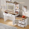 LED Vanity Desk with Mirror, 5 Drawers & 6 Shelves, Extendable Makeup Table w/ Power Outlet - for Bedroom - 4 of 4