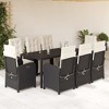 vidaXL - 9 Piece Patio Dining Set with Cushions Black PE Poly Rattan with Glass Top Table for Garden, Patio, and Balcony - 2 of 4