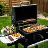 SKONYON Charcoal Grill Outdoor BBQ Grill with 2 Cooking Areas and Side Shelves - 2 of 4