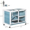 Indoor Wooden Rabbit Hutch with Wheels and Clear Front,36'' Small Bunny Cage Fits Desk or Side Table Size - LAOTIES - 3 of 4