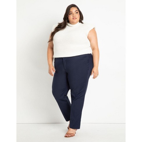 ELOQUII Women's Plus Size Tall Kady Fit Double-Weave Pant - 20, Blue