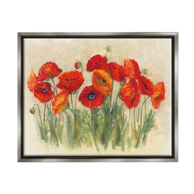 Stupell Industries Red Poppy Florals Soft Green Meadow Grass