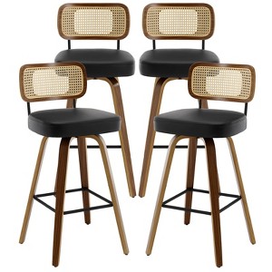 Bekrvio 26"/29” Swivel Bar Stools Set of 4, Upholstered Faux Leather Barstools with Back, Bar Chairs Island Stools for Kitchen Counter - 1 of 4