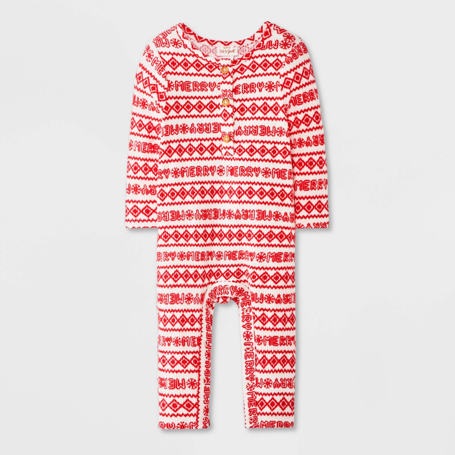 Baby Christmas Holiday Fair Isle Ribbed Romper - Cat & Jack™ Red