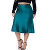 Agnes Orinda Women's Plus Size Silky Satin High Waist Hidden Elasticized Waistband Flared Casual Midi A-Line Skirts - 2 of 4