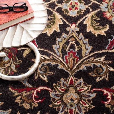 Heritage 8' Round Red and Chocolate Wool Area Rug