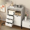 Lirago White Modern Sideboard with Mixed Doors with 3 Drawers Glass & Solid Door for Kitchen/Dining Room 33.46"D * 15.74"W * 47.2"H - 3 of 4