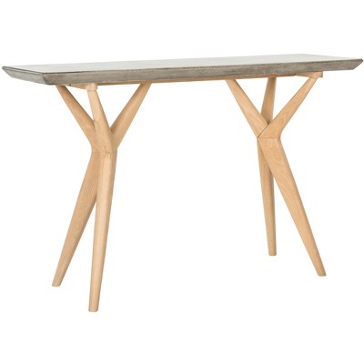 Safavieh Transitional 47" Dark Grey & Brown Concrete-Wood Console Table