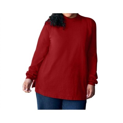 Women's Cotton Jersey Mock Long Sleeve Top - Plus - On The Plus Side