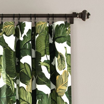 Tropical Green and White Polyester Blackout Window Panels
