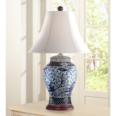 Blue and White Porcelain Bird Jar Table Lamp