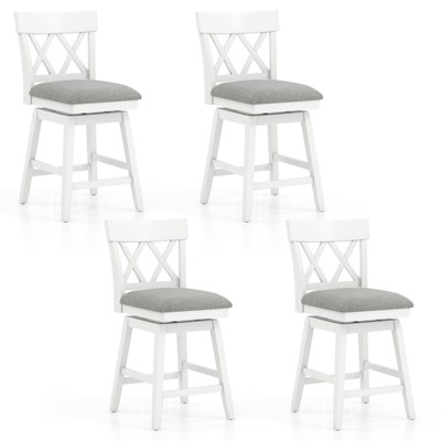 Tangkula 26" Bar Stool Wooden Chair Set of 4 w/Contoured Backrest Swivel Padded Seat