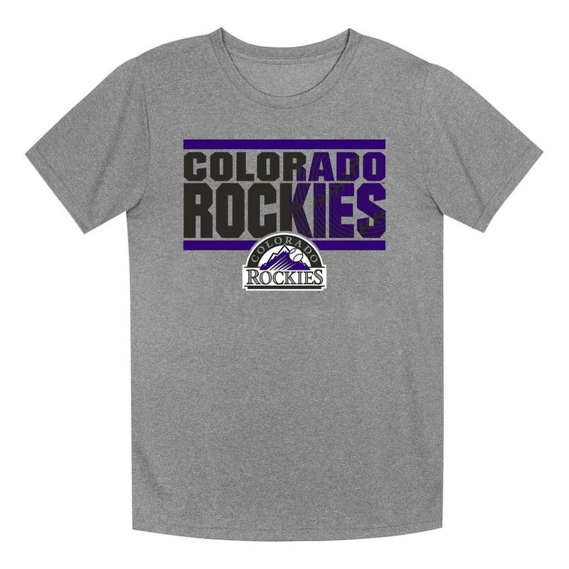 MLB Colorado Rockies Boys&#39; Gray Poly T-Shirt, 1 of 2