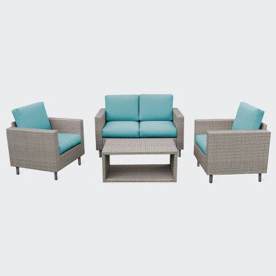 Tybee 4pc Seating Set - Spa Blue - Leisure Made