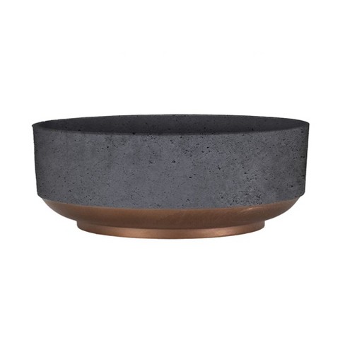 The HC Companies 8 Inch Round Plastic Capri Bowl Decorative Indoor Flower  Succulent Planter Pot with Drain Plug Hole, Faux Concrete with Copper Base