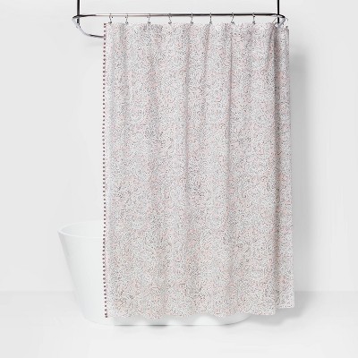 pink and gray shower curtain