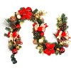 Christmas Garland for Outdoor Decor, 6FT Christmas Garland with Ball Ornaments Flowers Pine Cones for Fireplace Stairs Mantle - 4 of 4