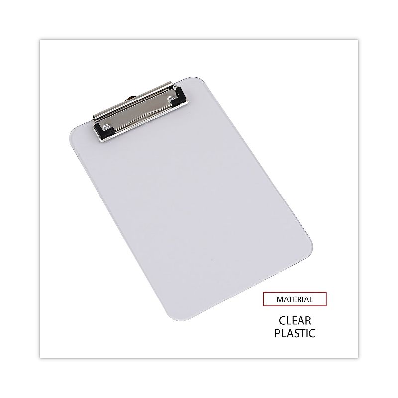 UNIVERSAL Plastic Clipboard with Low Profile Clip 1/2" Capacity Holds 5 x 8 Clear 40312, 5 of 7