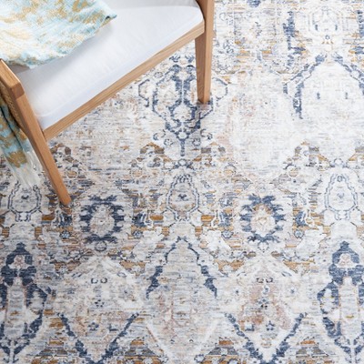 Moondust Gray and Blue Oriental Square Area Rug