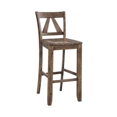 Flynn 30" Dark Walnut Rustic Wood Bar Stool Set