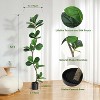 Artificial Fiddle Leaf Fig Tree in Black Nursery Pot, Faux Potted Tree for Home Decor, Fake Rubber Tree for Office Living Room Indoor Outdoor - 2 of 4