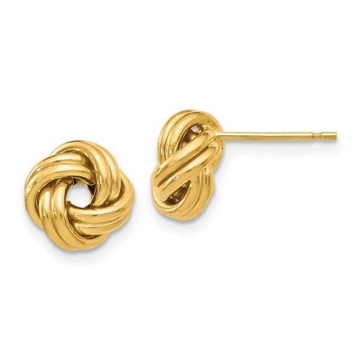 Black Bow Jewelry 9.5mm (3/8 Inch) 14k Yellow Gold Polished Love Knot Post Earrings