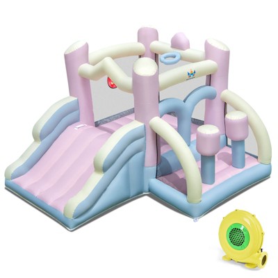 Infans Macron Pastel Bounce House w/ Slide Basketball Hoop Boxing 480W Blower Included
