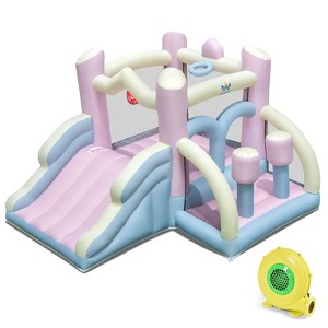 Infans Macron Pastel Bounce House w/ Slide Basketball Hoop Boxing 480W Blower Included - 1 of 4