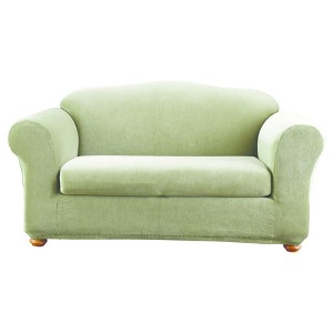 Sage Stretch Stripe 2pc Sofa Slipcover - Sure Fit, Green