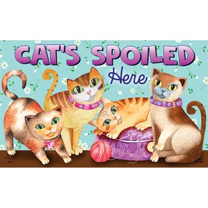 Briarwood Lane Spring Doormat 30x18 Indoor Outdoor Cats Spoiled Here Humor For Spring Doormat - 1 of 4