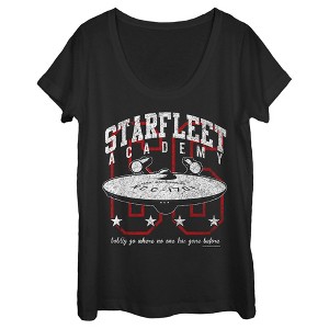Women's Star Trek: The Original Series Starfleet Academy Enterprise Boldly Go Scoop Neck - 1 of 4