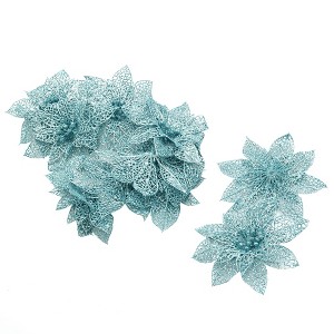 Unique Bargains 10-Pack Christmas Tree Decorative Ornaments Artificial Flowers - 1 of 3