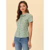 INSPIRE CHIC Women's Summer Peter Pan Collar Button Front Vintage Floral Print Blouse - 3 of 4