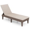 Tangkula 2PCS Patio Lounge Chair Recliner Chair w/ 3-Position Adjustable Backrest & Cushion Brown & White - 3 of 4