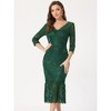 Allegra K Women's Elegant V Neck 3/4 Sleeve Lace Mermaid Bodycon Dress - 3 of 4