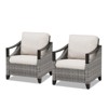 Buenhomino 3 PCS Patio Furniture Set with Cushioned Wicker Chairs and Tempered Glass Side Table - 2 of 4
