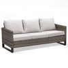POCASSY 74.4" Outdoor Wicker Couch with Metal Armrest, 3-Seater Couch with Square Armrest Gray Wicker Patio Furniture Sofa for Porch Balcony - 2 of 4