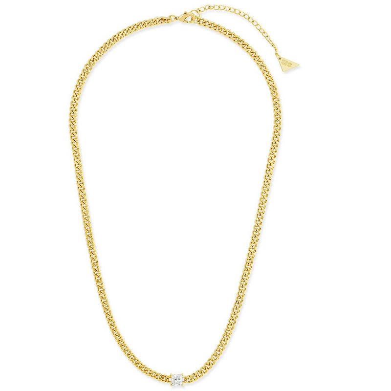 SHINE by Sterling Forever Curb Chain Necklace with Stationed CZ, 1 of 4