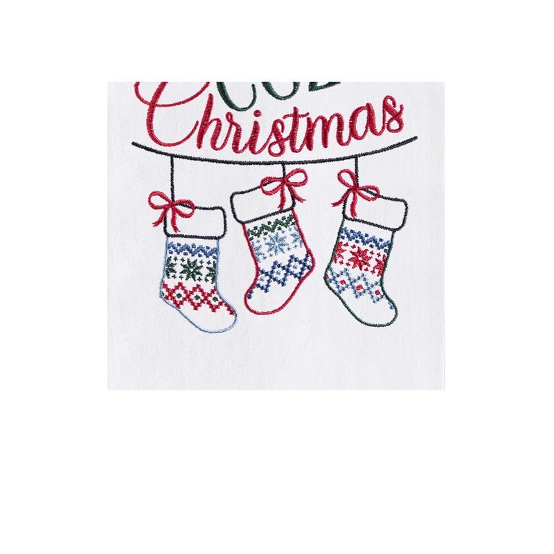 C&F Home Winter "Comfy Cozy Christmas" Sentiment Featuring Hanging Stockings Cotton Flour Sack Kitchen Dish Towel  27L x 18W in., 3 of 5