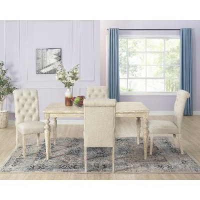 NicBex 5-Piece Dining Set with Turned-Leg Table & 4 Tufted Chairs, Dining Table with 4 Dining Chairs, Dining Table for 4-6