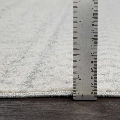 Light Gray and White Synthetic Rectangular Area Rug