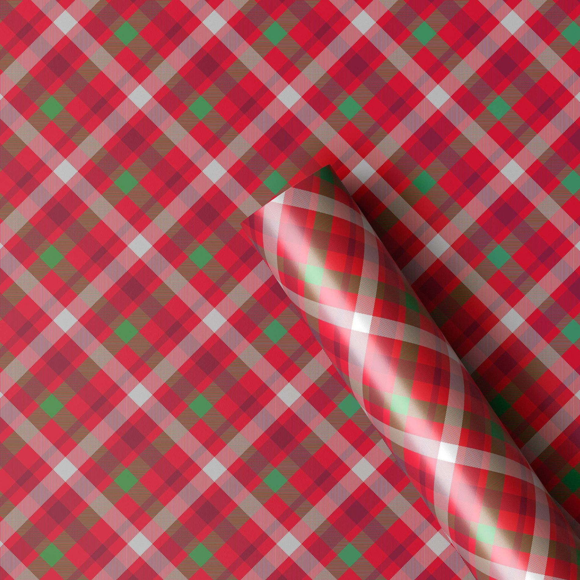 40" 220 sq ft Christmas Gift Wrapping Paper Red and Green Plaid - Wondershop™