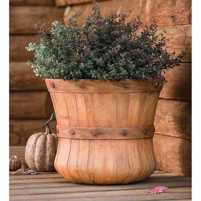 Plow & Hearth - Large Faux Wood Bushel Basket Planter