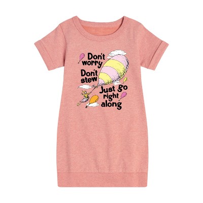 - Dr. Seuss - Don't Worry Go Along Graphic Short Sleeve Fleece Dress
